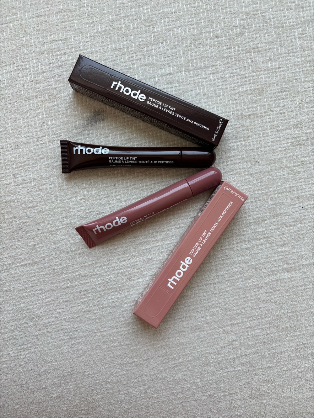 RHODE Peptide Lip Tint Trio in Mauve Rose and Deep Brown